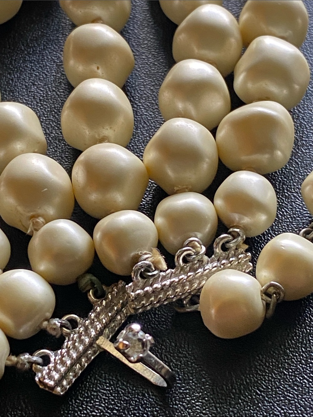 Marvella Vintage Triple-Strand Freshwater Pearl Necklace — Cream Pearls - Picture 7 of 8